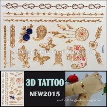 OEM wholesale gold design tattoo beautiful design for body high quality 3d Temporary tatoo Sticker YH 020